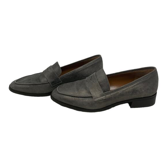 Aquatalia Kelsey Gray Metallic Suede leather Loafers 8.5 - Picture 16 of 16